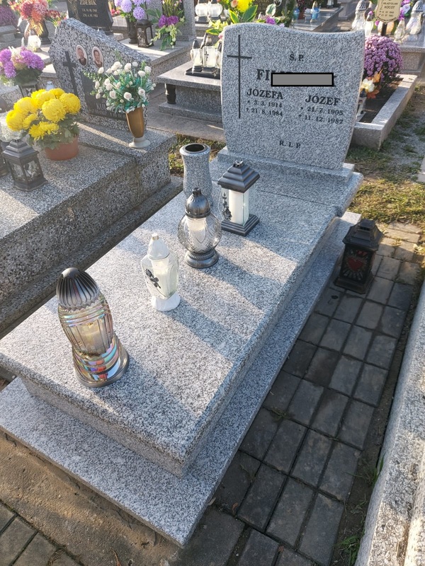 Nagrobek granitowy pomnik Jaworzno Granmarys jasny pojedynczy tablica nagrobkowa